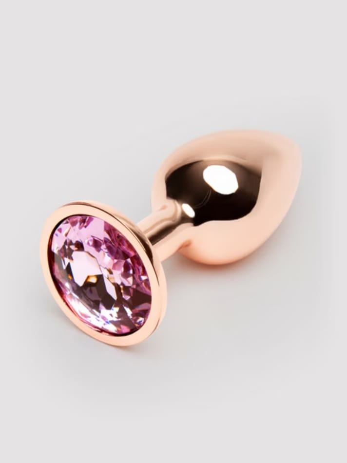 Real Assets Small Jewelled Rose Gold Metal Butt Plug 2 Inch